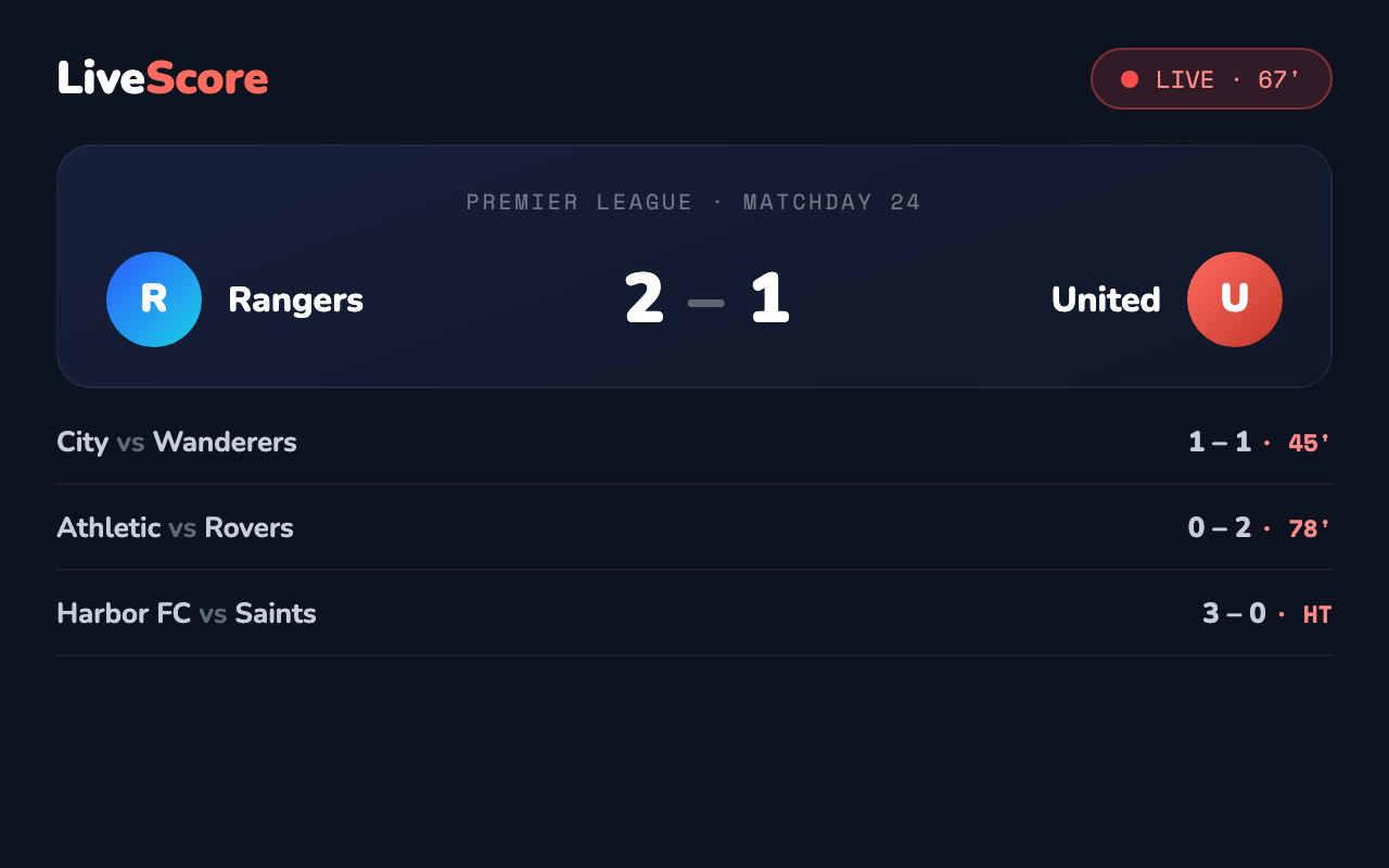 LiveScore Now — live sports app key art